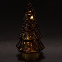 Artikel Glas Weihnachtsbaum LED 13 cm Braun-Gold Batteriebetrieben 2er Set Innenbereich