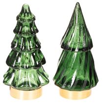 Artikel Glas-Tannenbaum mit LED-Beleuchtung 13 cm grün 2er-Set