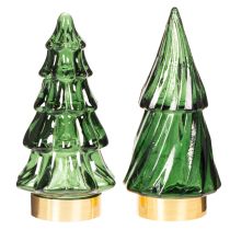 Artikel Glas-Tannenbaum mit LED-Beleuchtung 13 cm grün 2er-Set