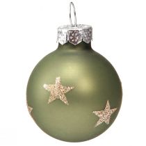 Artikel Mini Christbaumkugeln aus Glas in Grün Gold Ø3cm 9 St