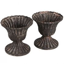 Artikel Mini Deko Pokal Vintage Metall Schwarz Rost Ø8cm H8,5cm 2St