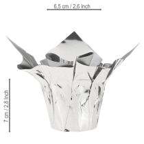 Artikel Mini-Übertopf aus Kunststoff in Silber Ø4,5 cm H7 cm 8 Stück