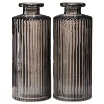 Artikel Mini Vasen Glasvasen Grau Rillen Dekor Ø5cm H13cm 6 St