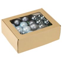 Artikel Mini Weihnachtskugeln Glas Blau matt Metallic 40mm 32 St