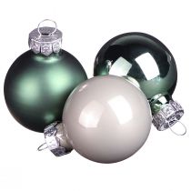 Artikel Mini Weihnachtskugeln Glas Grün Perlmuttgrau Ø3cm 22 St
