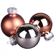 Artikel Mini Weihnachtskugeln Silber Apricot Glas Ø3cm 22 St