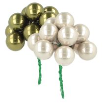 Artikel Mini Weihnachtskugeln am Draht Glas Creme Silber 2,5cm 140 St