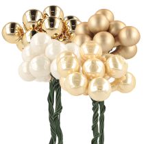 Artikel Mini Weihnachtskugeln am Draht Gold, Creme Ø1,5cm 140 St