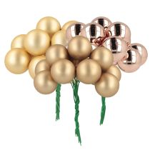 Artikel Mini Weihnachtskugeln am Draht Gold Rosé Glas Ø25mm 140 St