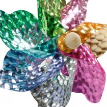 Windmühle, Sommerdeko, Windrad am Stab Bunt, Deko für Kindergeburtstag Ø16cm 4St