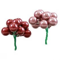 Artikel Mini Weihnachtskugeln Draht Glas Bordeaux Rosa Ø2,5cm 140 St