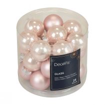 Artikel Mini Weihnachtskugeln Glas Rosa Matt/Glänzend Ø2,5cm 22 St