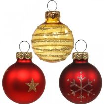 Mini Weihnachtskugeln Rot / Gelb Mix Echtglas Ø3cm 9St