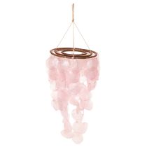 Artikel Windspiel aus Capiz-Muscheln und Holz 70 cm Rosa für Wohnzimmer und Garten