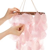Artikel Windspiel aus Capiz-Muscheln und Holz 70 cm Rosa für Wohnzimmer und Garten