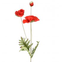 Artikel Mohnblume Deko Gartenblume mit 3 Blüten Rot L70cm