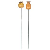 Artikel Gartenstecker Mohnkapsel Set aus Keramik, Braun, 60 cm, 2 Stück