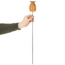Artikel Gartenstecker Mohnkapsel Set aus Keramik, Braun, 60 cm, 2 Stück