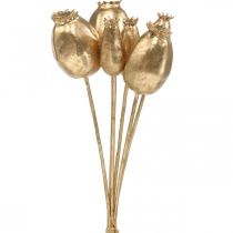 Mohnkapseln Deko Mohn künstlich Gold Weihnachtsdeko 38cm 6St