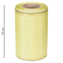 Artikel Moiré Kranzband 150mm 25m in Hellgrün mit Goldrand für Floristik und Deko