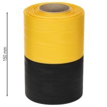 Artikel Moiré Kranzband 150 mm Gelb-Schwarz aus Taft für Dekoration und Trauerkränze – 25 m Rolle