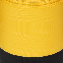 Artikel Moiré Kranzband 150 mm Gelb-Schwarz aus Taft für Dekoration und Trauerkränze – 25 m Rolle