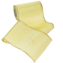 Artikel Kranzband aus Acetat und Polyester, Moiré-Optik, hellgrün mit Goldrand, 175mm x 25m, floristische Dekoration