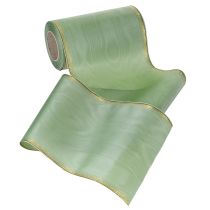 Artikel Moiré Kranzband Salbei Grün mit Goldrand - 175mm x 25m - Deko-Band für Floristik & Feierlichkeiten
