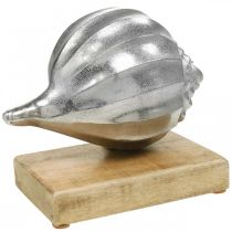 Artikel Muschel aus Metall, maritime Deko zum Stellen Silbern, Naturfarben H15cm B18,5cm