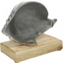 Artikel Muschel aus Metall, maritime Deko zum Stellen Silbern, Naturfarben H15cm B18,5cm