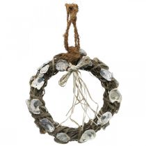 Muschelkranz, Deko Kranz Rebenholz, Naturmuscheln Ø30cm