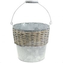 Zink-Eimer mit Korbgeflecht Ø24cm H22cm