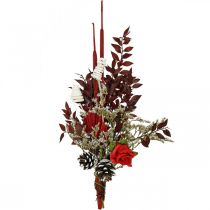 Artikel Trauerstrauß aus Trockenblumen, ca. 29–35 cm, Dunkelrot & Naturfarben, 3 Motive, 24 Stück
