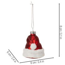 Artikel Weihnachtskugeln aus Glas Nikolausmütze 8cm Rot-Weiß 6er-Set