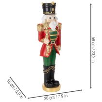 Artikel Nussknacker Dekofigur 59 cm aus Polyresin in Rot-Grün-Schwarz-Gold für Innenbereiche