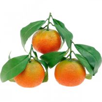 Dekofrüchte, Orangen mit Laub, Kunstobst H9cm Ø6,5cm 4St