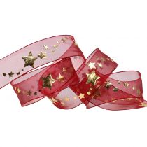 Dekoband Organza mit Sternmotiv 25mm 20m