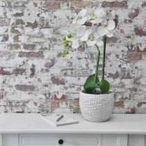 Artikel Übertopf Beton Weiß Vintage Blumentopf Weiß Wabenmuster H17,5cm Ø18,5cm