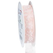 Artikel Organzaband mit Blumenmuster Rosa 25mm x 18m Geschenkband aus Polyamid