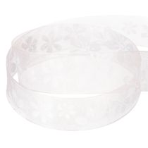 Artikel Organzaband mit Blumenmuster Rosa 25mm x 18m Geschenkband aus Polyamid