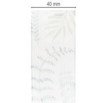 Artikel Organzaband Chiffonband Transparent Blätterzweige Grün-Weiß 40mm 15m