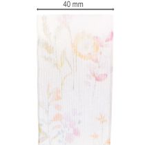 Artikel Organzaband Chiffonband Blumenmuster 40mm x 15m Rosa Apricot Orange
