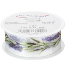 Artikel Organzaband 40mm x 20m Lavendel-Motiv Chiffonband Weiß Violett für Dekorationen
