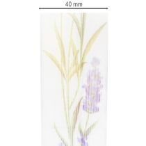 Artikel Organzaband 40mm x 20m Lavendel-Motiv Chiffonband Weiß Violett für Dekorationen