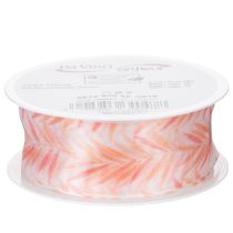 Artikel Organzaband Chiffonband 40mm x 15m Orange mit Blattmotiv