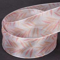 Artikel Organzaband Chiffonband 40mm x 15m Orange mit Blattmotiv