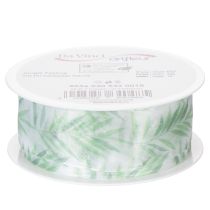 Artikel Organzaband Chiffonband mit Pflanzenmotiv 40mm x 15m Weiß-Grün