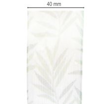 Artikel Organzaband Chiffonband mit Pflanzenmotiv 40mm x 15m Weiß-Grün