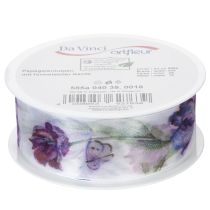 Artikel Organzaband Chiffonband mit Papageientulpen-Motiv Lila 40 mm x 18 m