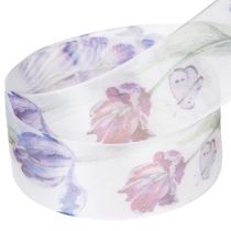 Artikel Organzaband Chiffonband mit Papageientulpen-Motiv Lila 40 mm x 18 m